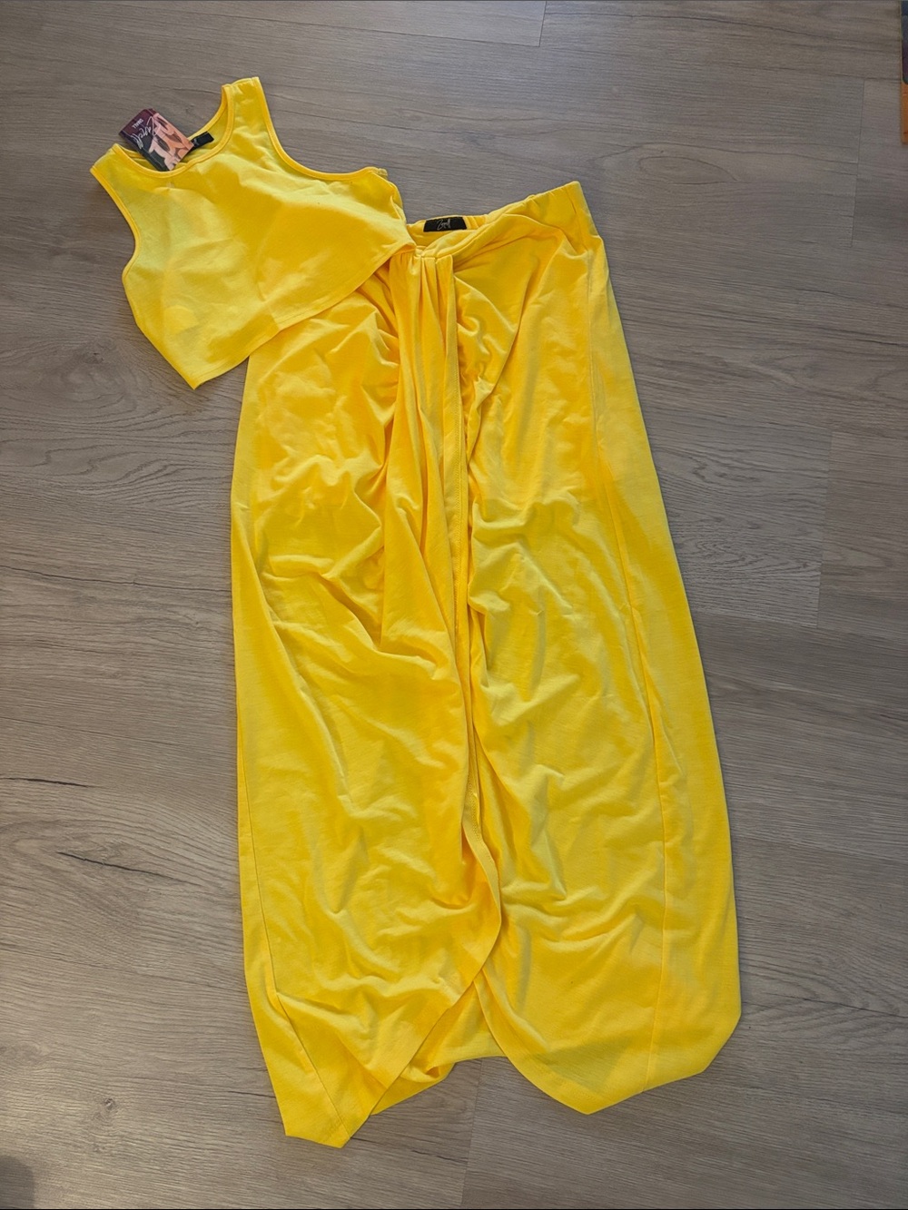 Sunny Yellow Two-Piece Skirt Set with Crop Top